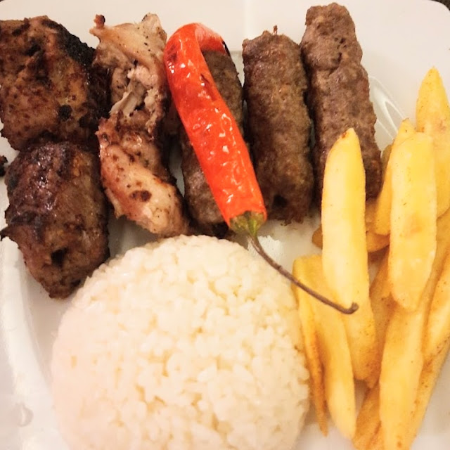 Assorted Kebab with Rice and Chips