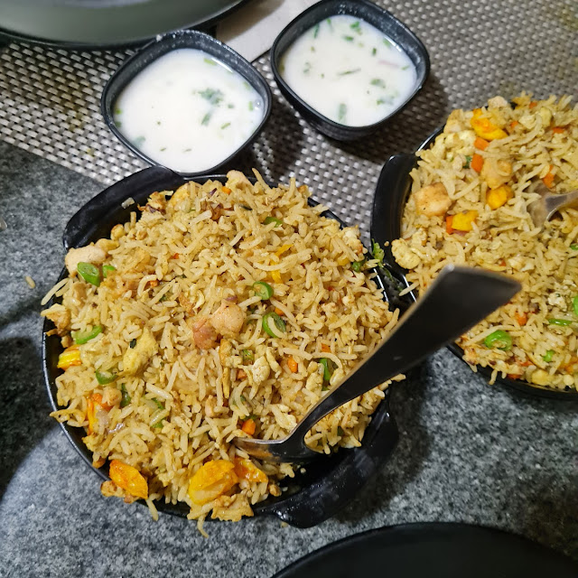 Chicken Fried Rice with Raita
