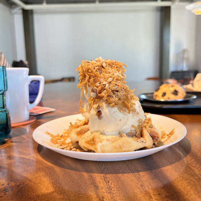 Brown Cheese and Ice Cream Waffle