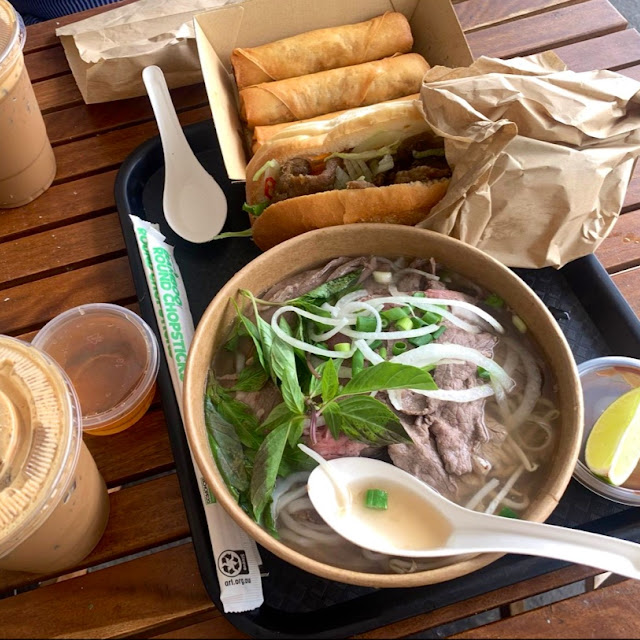 Spring Rolls Beef Pho Lemongrass Chicken Bahn MI Iced Coffee
