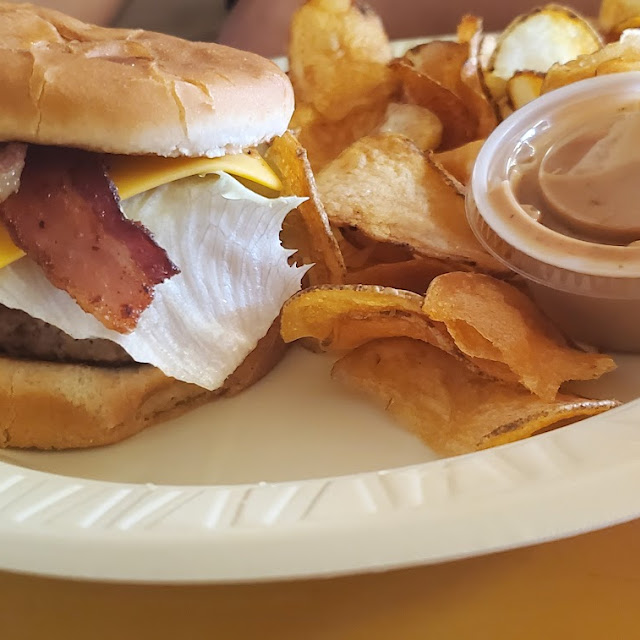 Bacon Cheeseburger Special with Homemade Chips and Dip