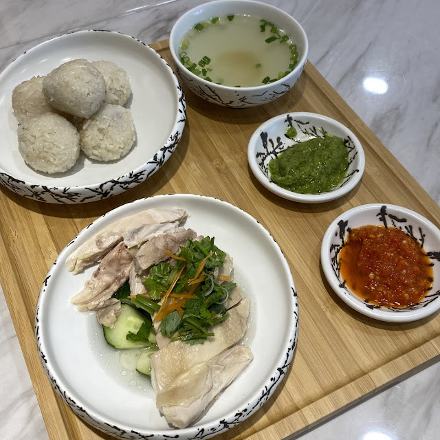 Steamed Hainanese Chicken and Steamed Rice Balls