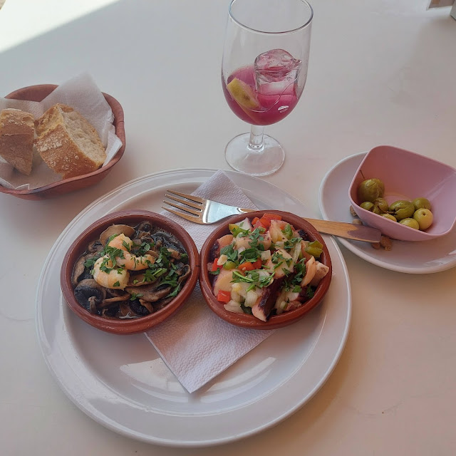 Mushrooms with Prawns and Octopus Salad