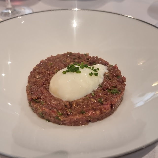 Wagyu Steak Tartare Poached Organic Egg Toasted Shallots Loaf