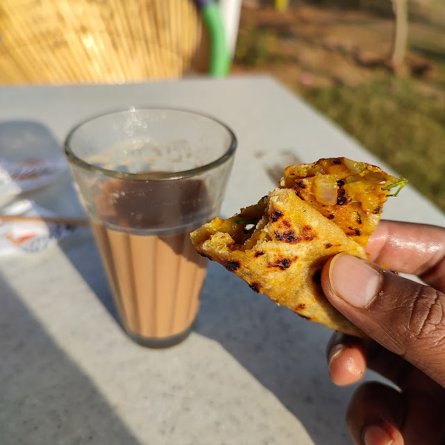 Aloo Paratha with Butter and Tea