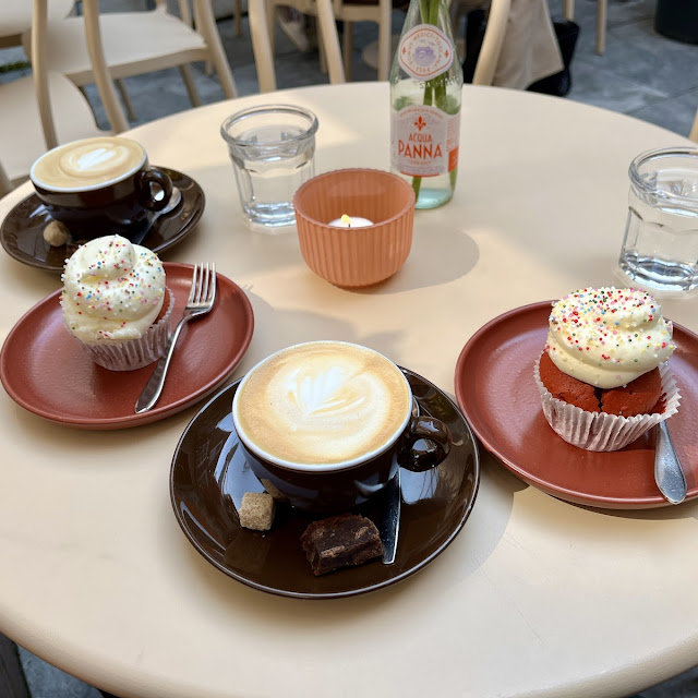 Cappuccino and Red Velvet Cupcake