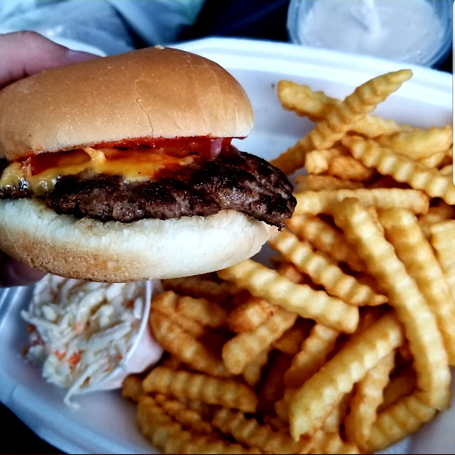 Burger with Fries and Coleslaw