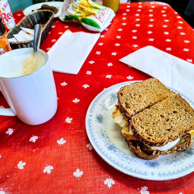 Latte and Egg & Cheese Sandwich