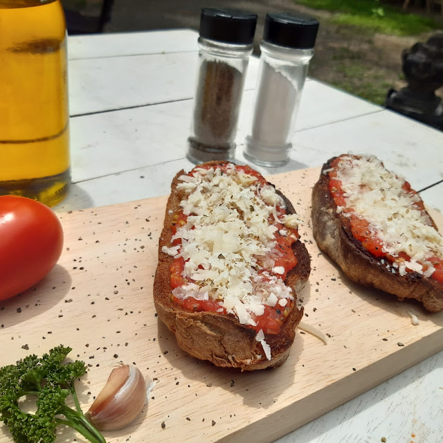 Tomato and Parmigiano Cheese with Olive Oil and Garlic