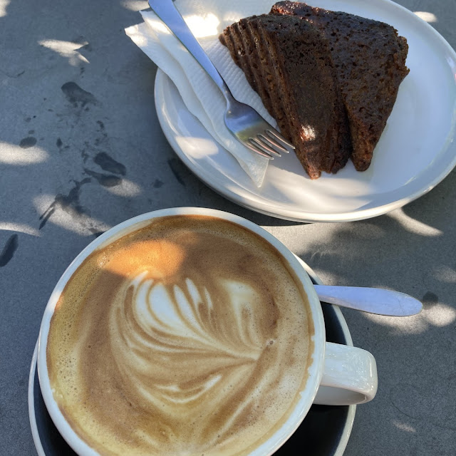 Flat White Coffee and Banana Bread