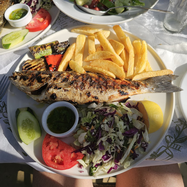 Grilled Sea Bass with Greek Salad