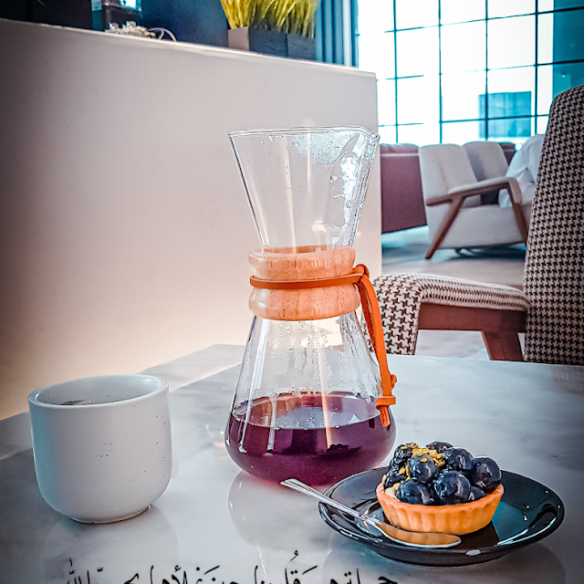 Chemex Coffee with Blueberry Tart
