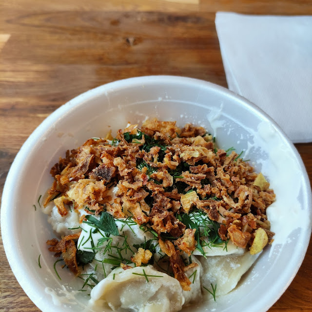 Pelmeni with Dill and Fried Onion
