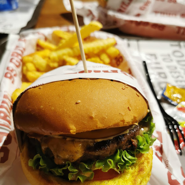 Smoked Beef Burger and Fries