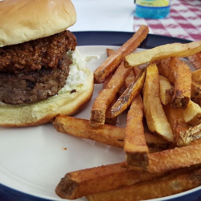 Carolina Burger with Chili and Slaw