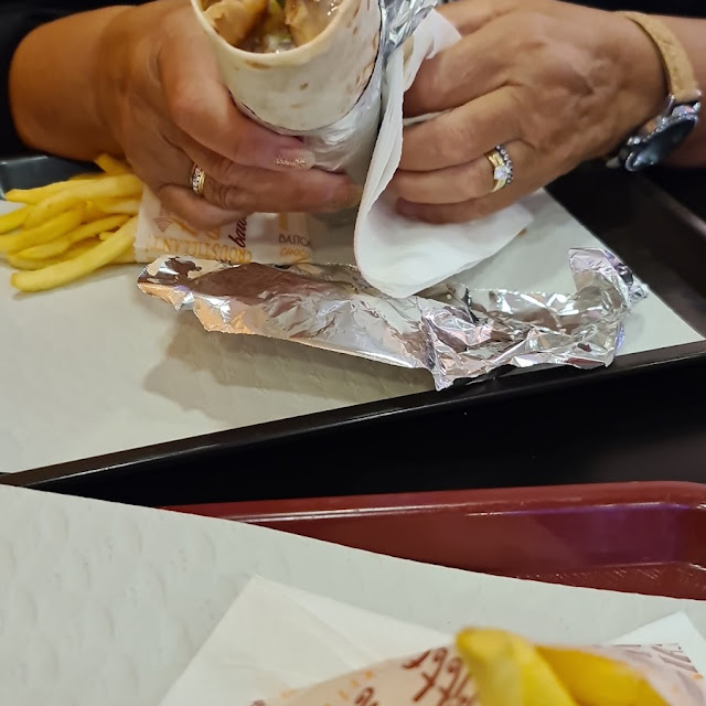 Beef Doner Kebab with Chips and Salad