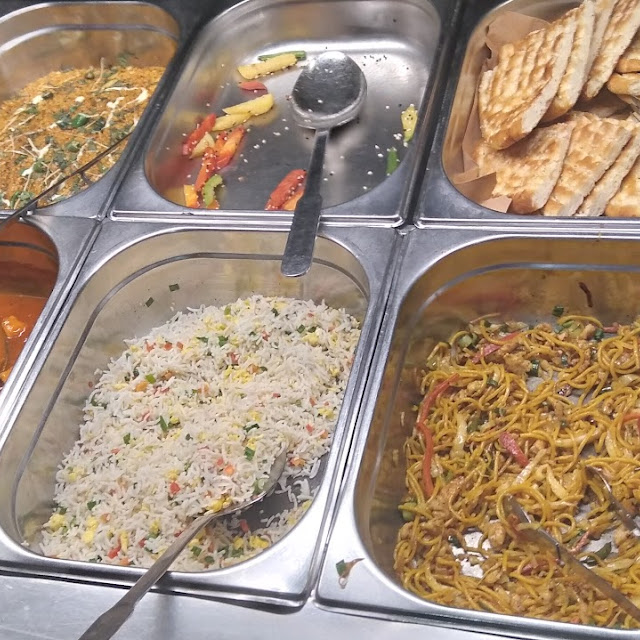 Manchurian Chow Mein Vegetable Rice Bread Daal Mash Fries Salad