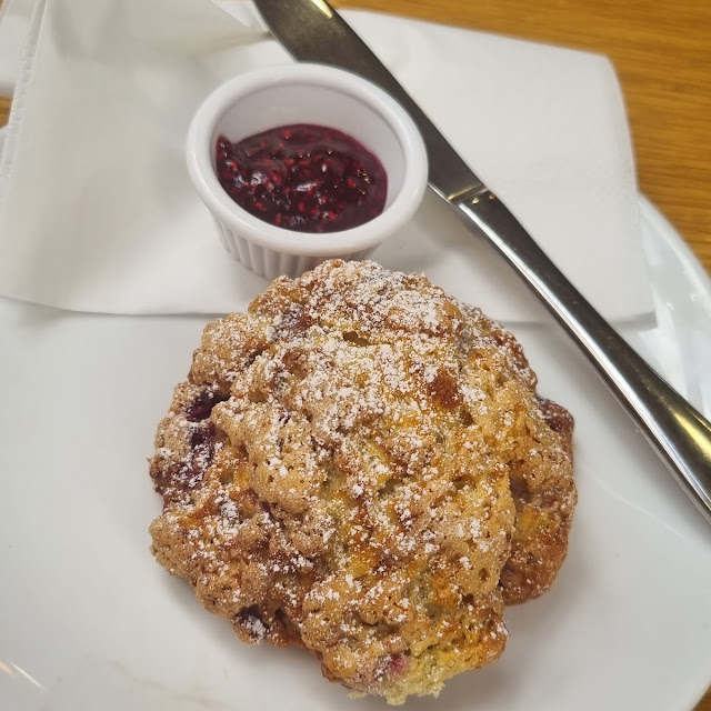 Raspberry and White Choc Scone