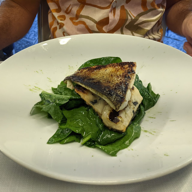 Fried Seabass with Spinach Salad