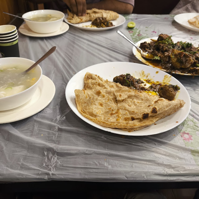 Wheat Paratha with Attum Thala Roasted Lamb Head and Sweet and Sour Soup