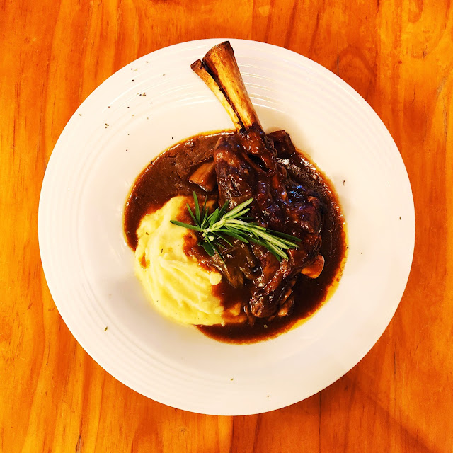 Mondrian Lamb Shank Served with Mashed Potato and Gravy Sauce
