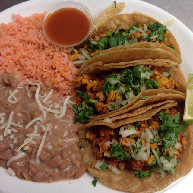 3 Chicken Tacos Rice Anda Beans