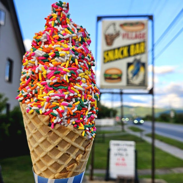 Black Raspberry Creemee in a Waffle Cone
