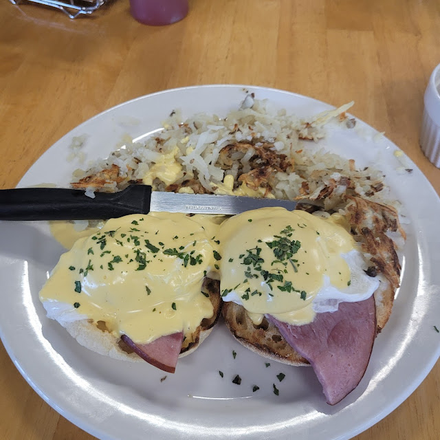 Mallard Eggs Benny with Ham