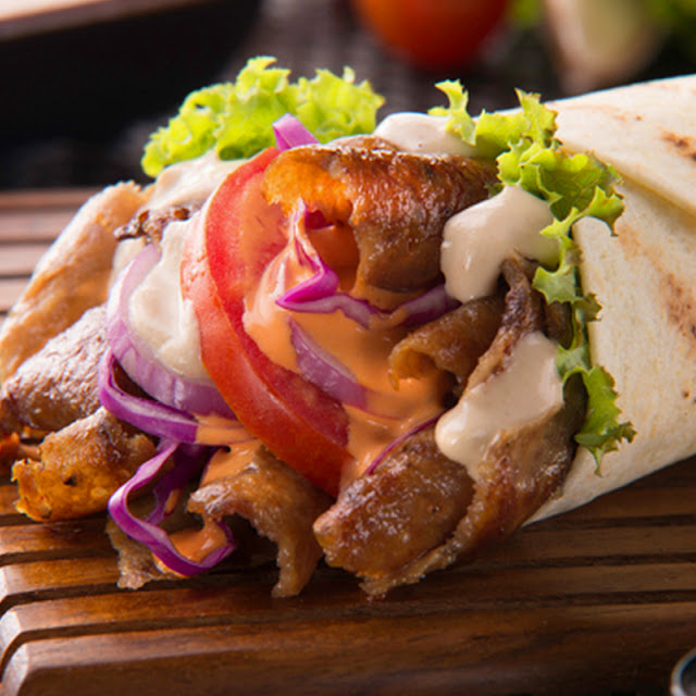 Kebab Roll Lamb Chicken Mix Falafel