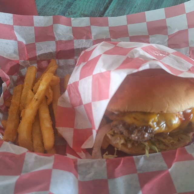 Burger and Fries with Cheese