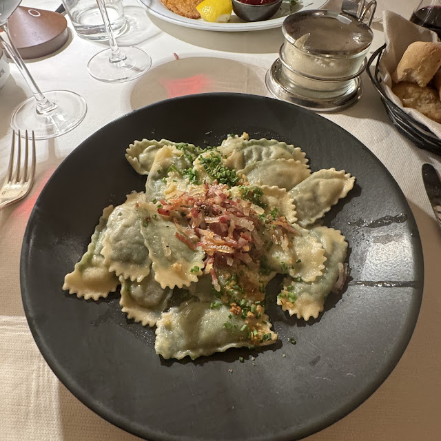Spinach Ravioli with Bacon Butter