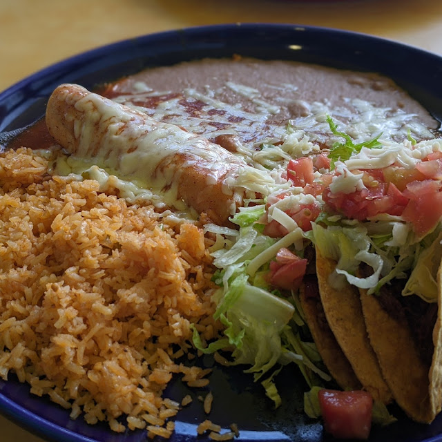 Mexican Combo Platter with Rice and Beans