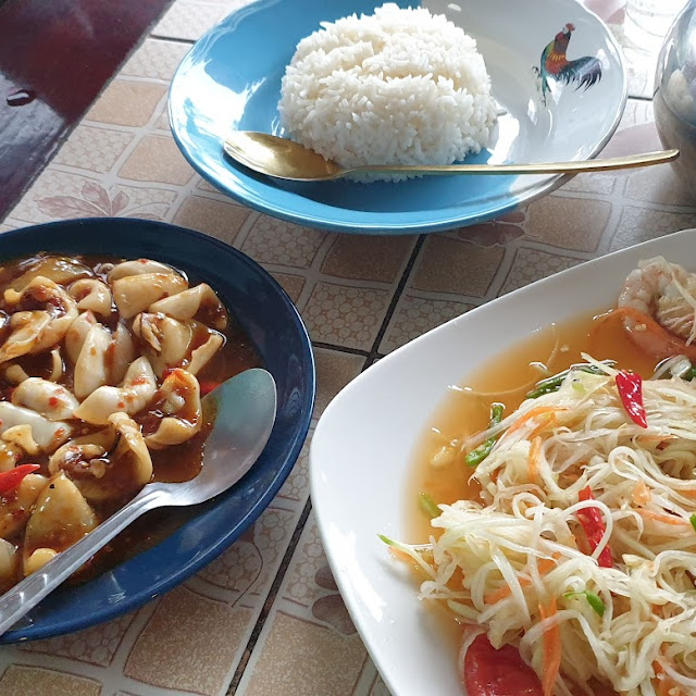 Red Curry with Squid and Papaya Salad