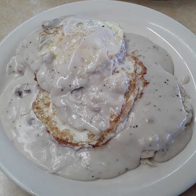 Biscuits and Gravy with Egg on Top