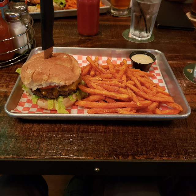 Manchester Burger with Sweet Potato Fries