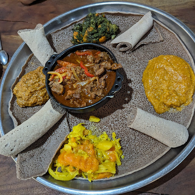Vegetarian Platter and Spicy Beef