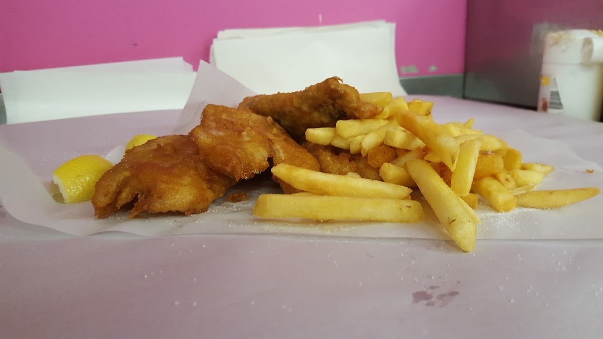 Leashy’s Take away & Pizza Burgers fish & chips.
