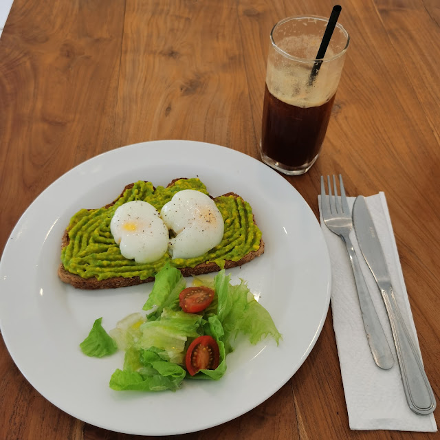Avocado Toast with Ice Americano Coffee