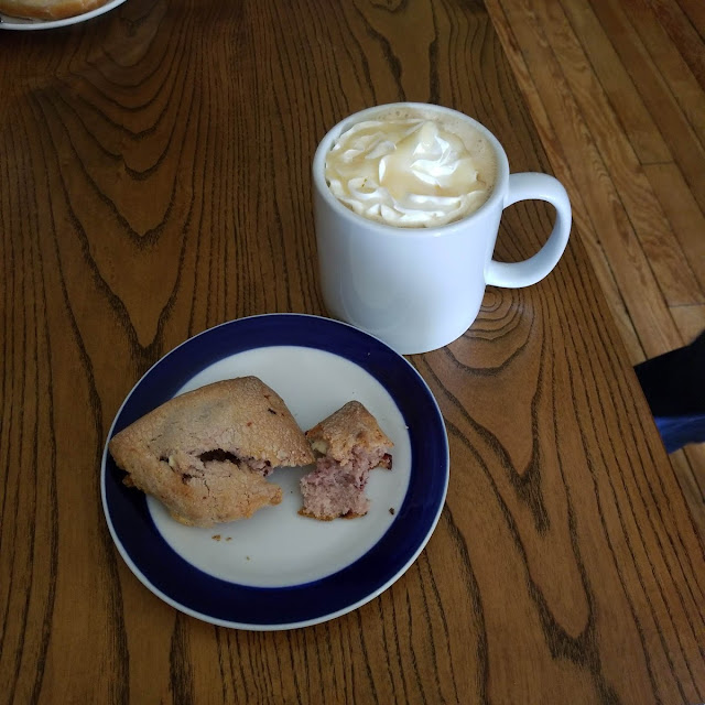 White Chocolate Snickers and White Chocolate Raspberry Scone