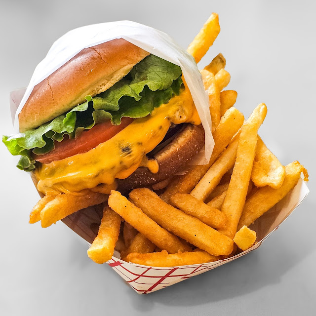 Elk Burger and Fries