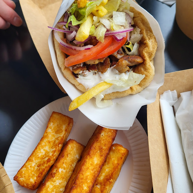 Chicken Gyro Wrap and Halloumi