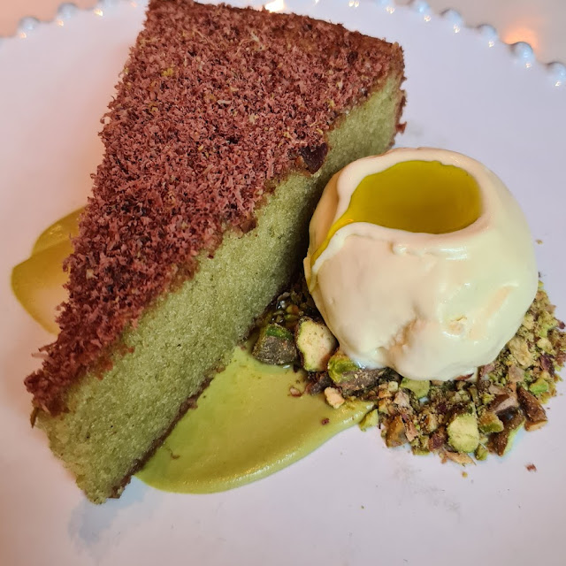 Sicilian Pistachio Cake with Olive Oil Gelato