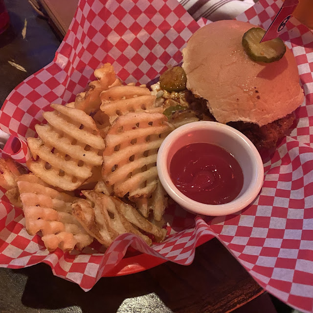 All American Burger with Waffle Fries
