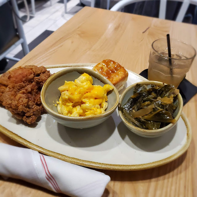 Fried Chicken Greens and Mac and Cheese