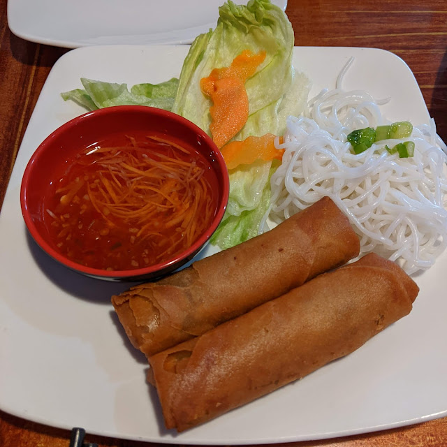 Beef Tenderloin with Crispy Spring Rolls Vermicelli