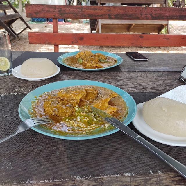 Funje with Chicken Groundnut Sauce