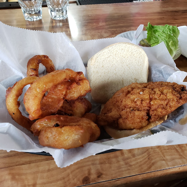 Fried Chicken Sandwich with Onion Rings