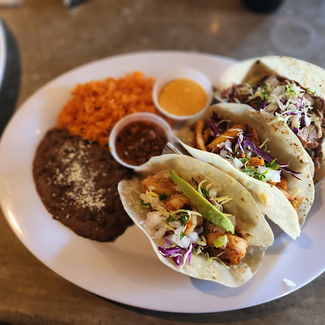 Chicken Shrimp and Steak Tacos