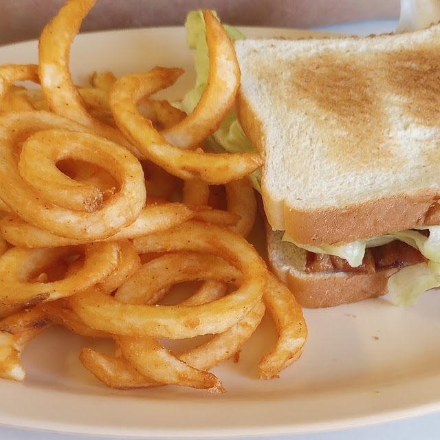 blt Sandwich and Curly Fries