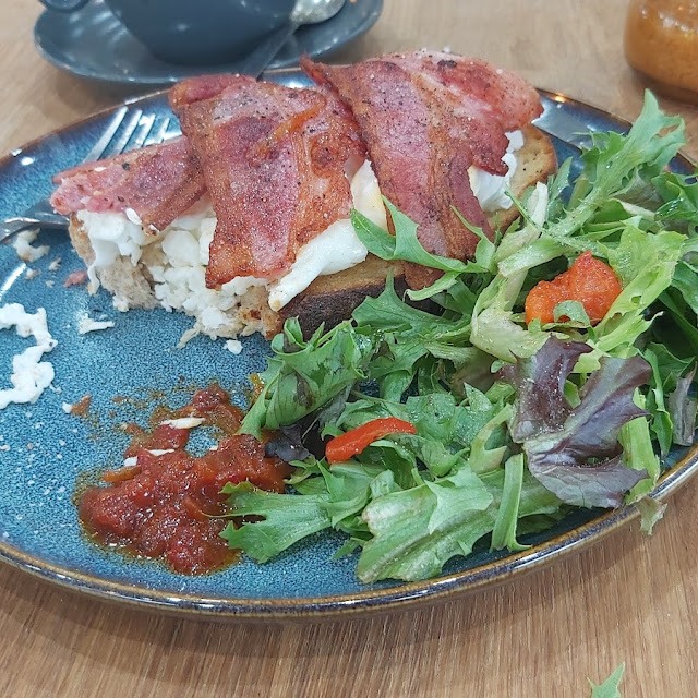 Brunch Sourdough Toast Poached Egg and Bacon